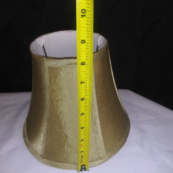 VTG Small Green Bell Shape Lamp Shade Faux Silk 8x9 Home Decor Set of 2 - Picture 10 of 13